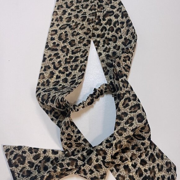 3 Chic Trendy Women's Headbands Cheeta Tie - Crochet Banded - Sheer Metallic LOT - Picture 2 of 9